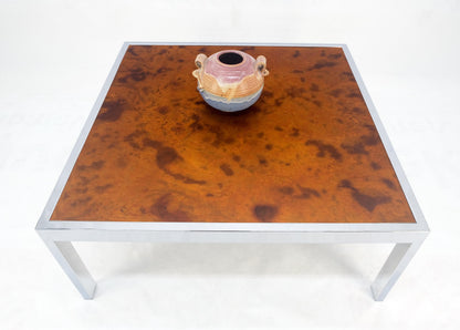 EstablishedLines Faux Molten Metal Style Copper Top Chrome Base 36" Square Coffee Table MINT!