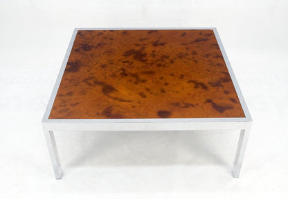 EstablishedLines Faux Molten Metal Style Copper Top Chrome Base 36" Square Coffee Table MINT!