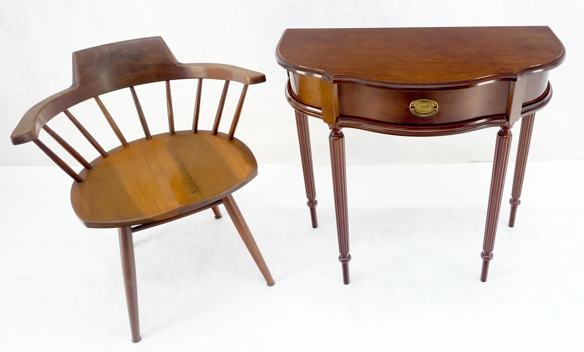 EstablishedLines Demi Lune One Drawer Mahogany Console Entry Hall Table MINT