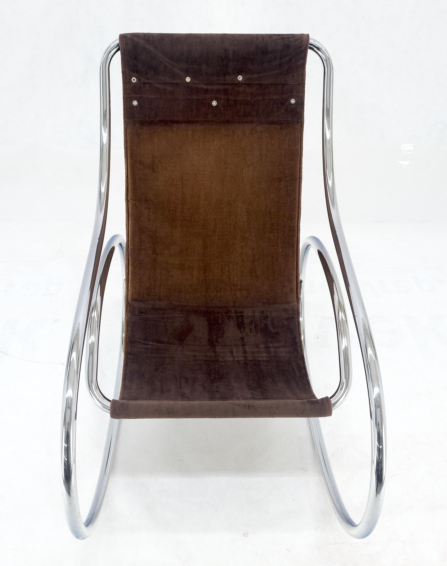 EstablishedLines Mid Century Crome Bent Single Piece of Tube Rocking Armchair Bauhaus  1970s MINT