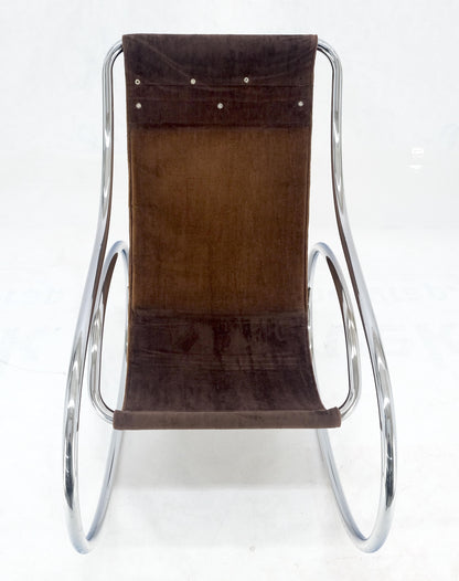 EstablishedLines Mid Century Crome Bent Single Piece of Tube Rocking Armchair Bauhaus  1970s MINT