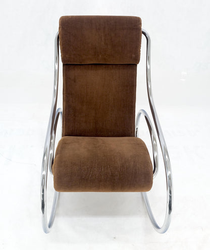 EstablishedLines Mid Century Crome Bent Single Piece of Tube Rocking Armchair Bauhaus  1970s MINT