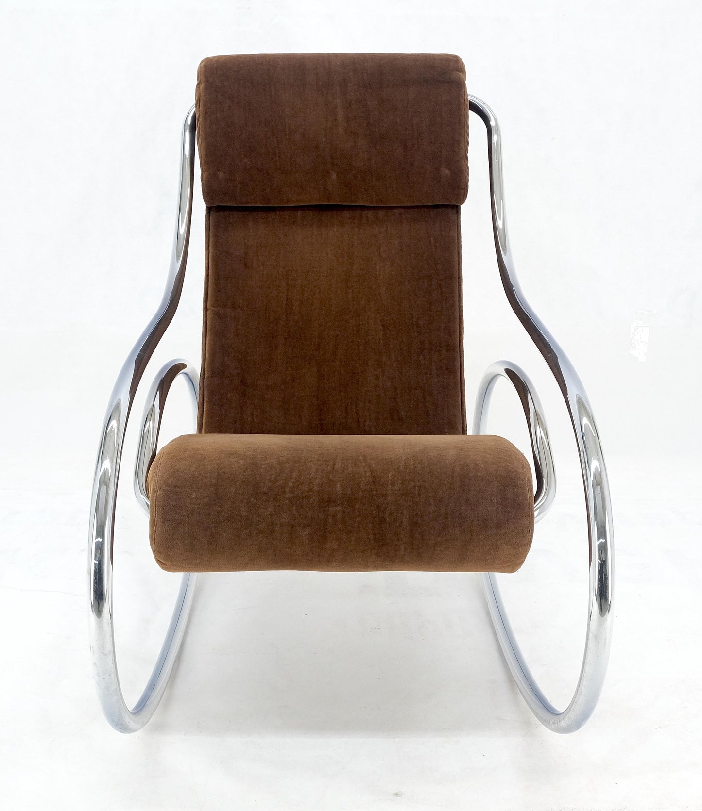 EstablishedLines Mid Century Crome Bent Single Piece of Tube Rocking Armchair Bauhaus  1970s MINT