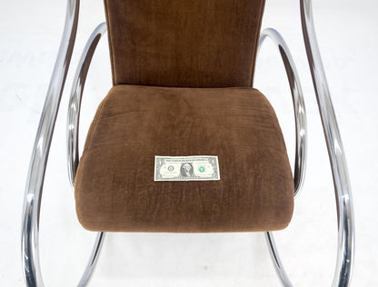 EstablishedLines Mid Century Crome Bent Single Piece of Tube Rocking Armchair Bauhaus  1970s MINT