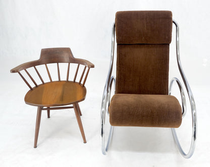 EstablishedLines Mid Century Crome Bent Single Piece of Tube Rocking Armchair Bauhaus  1970s MINT