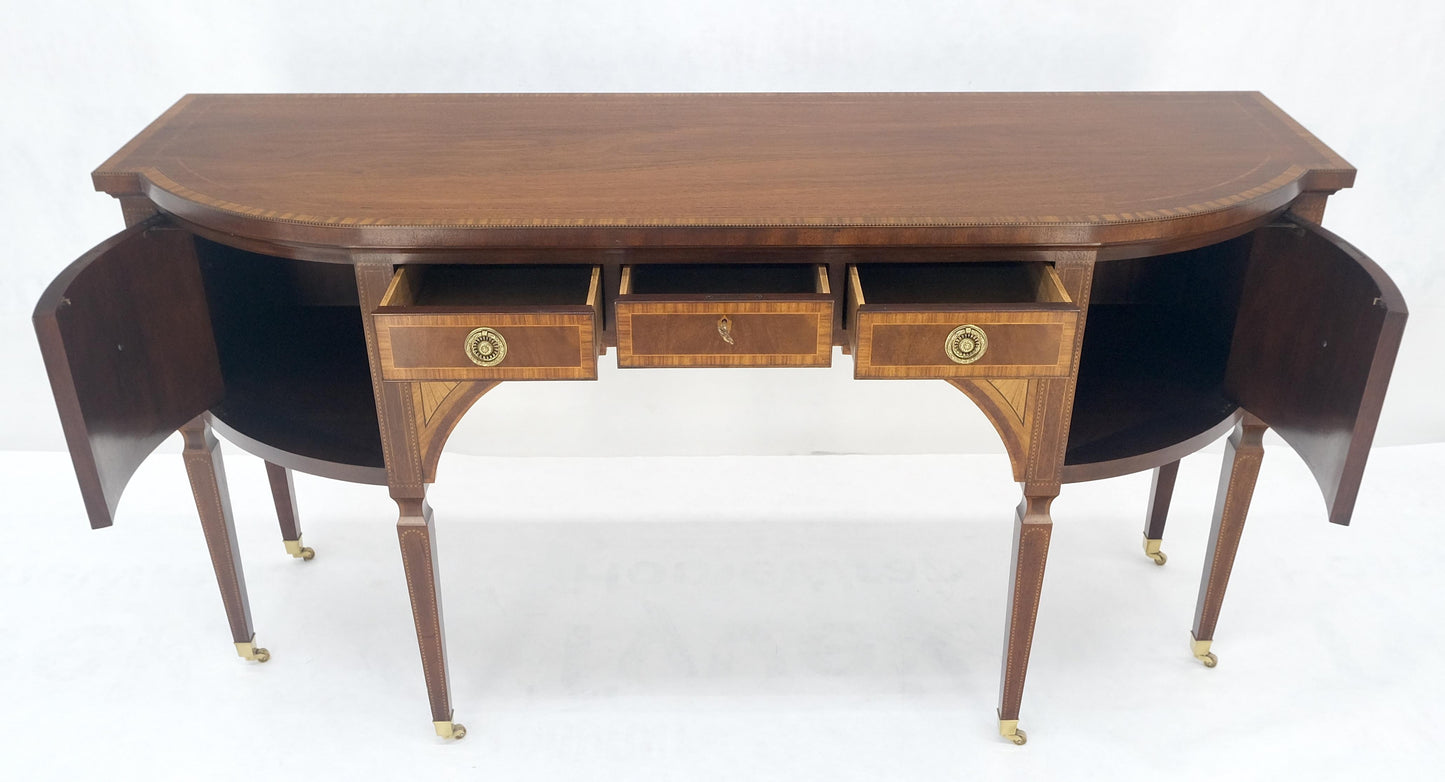 EstablishedLines Baker Mahogany Banded Top Hepplewhite Brass Castors Tapered Legs Sideboard MINT