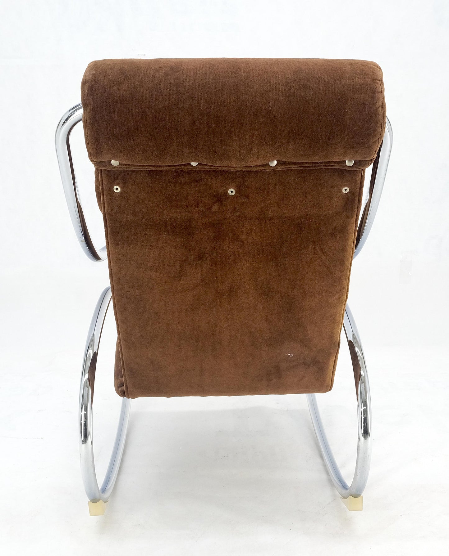EstablishedLines Mid Century Crome Bent Single Piece of Tube Rocking Armchair Bauhaus  1970s MINT