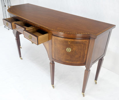 EstablishedLines Baker Mahogany Banded Top Hepplewhite Brass Castors Tapered Legs Sideboard MINT