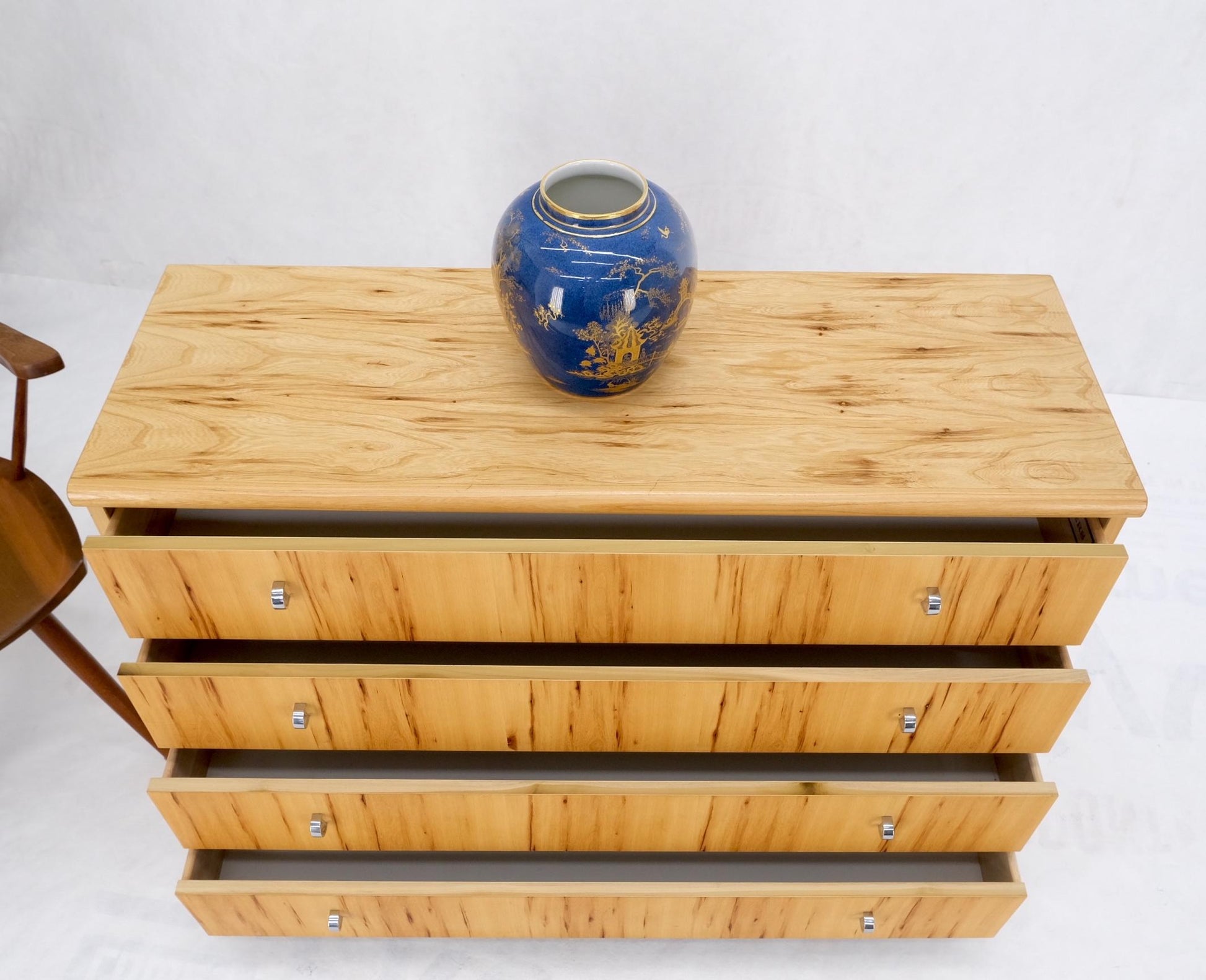 EstablishedLines Mid Century Solid Wood Blonde Pecan Veneered 4 Drawers Dresser by Founders MINT!