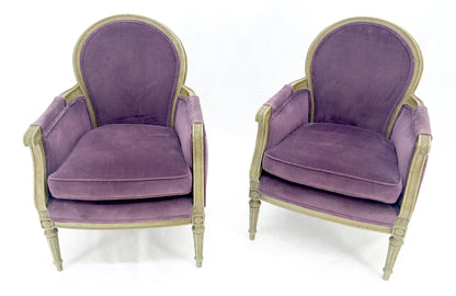 EstablishedLines Pair of Purple Velvet Upholstery French Bergere Club Chairs Clean!