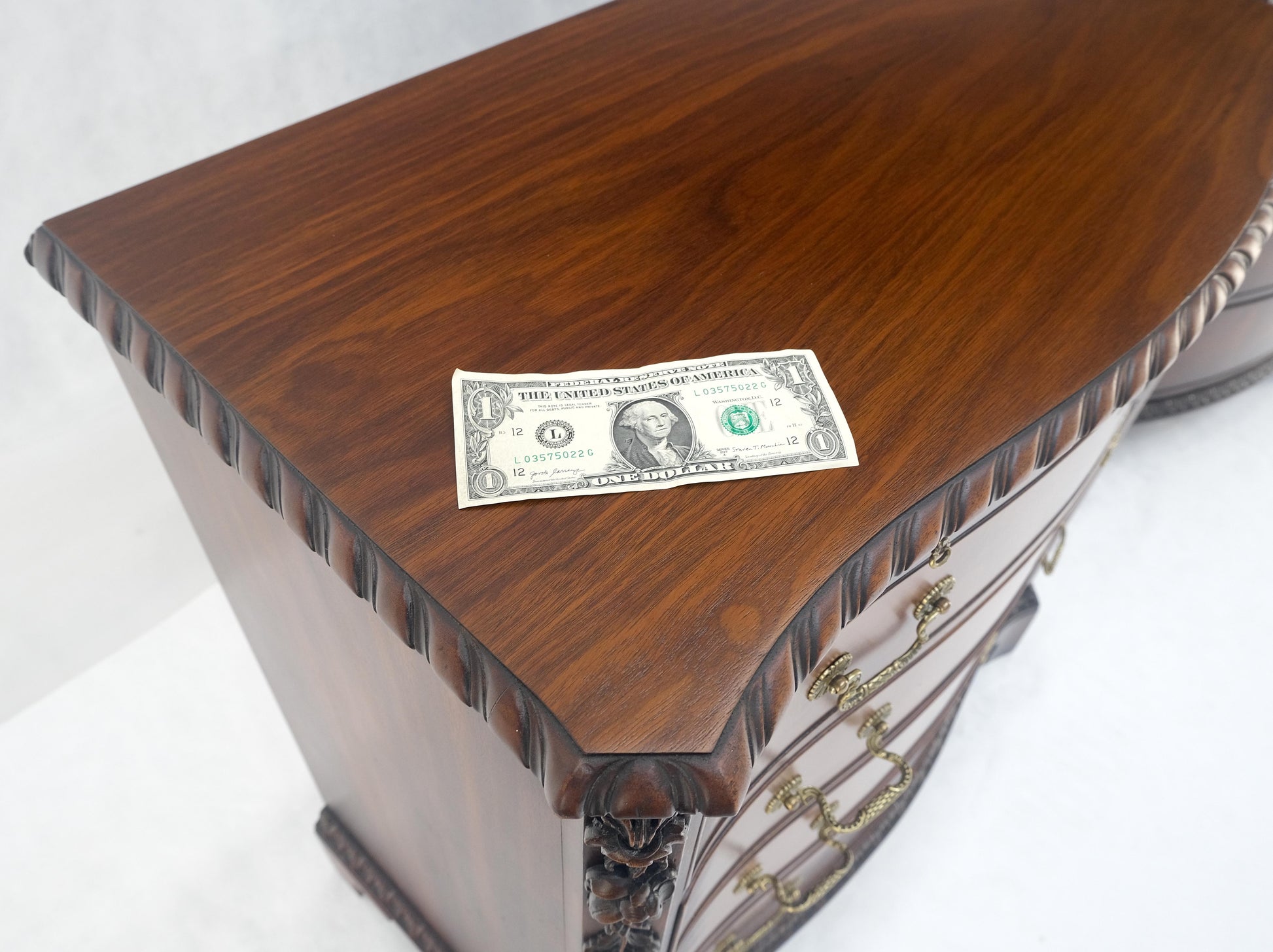 EstablishedLines Pair Flame Mahogany Brass Pulls 4 Drawers Pull Out Trays Bachelor Chest Dresers