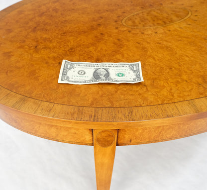EstablishedLines Oval Light Burl Wood Banded Inlayed Federal Style Center Coffee Table MINT!