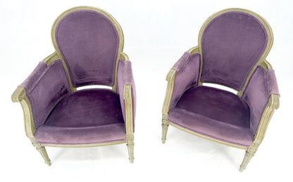 EstablishedLines Pair of Purple Velvet Upholstery French Bergere Club Chairs Clean!