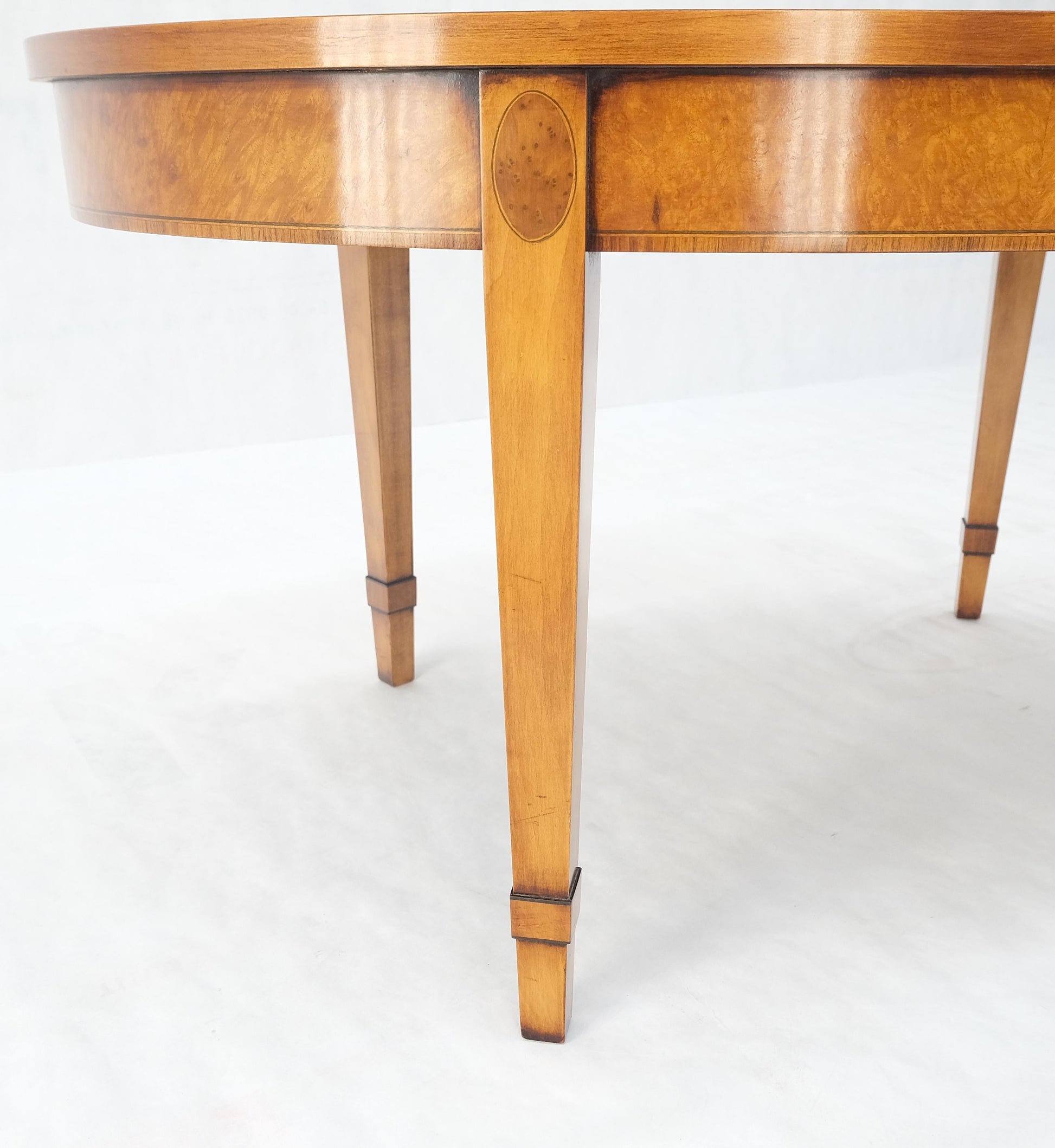 EstablishedLines Oval Light Burl Wood Banded Inlayed Federal Style Center Coffee Table MINT!