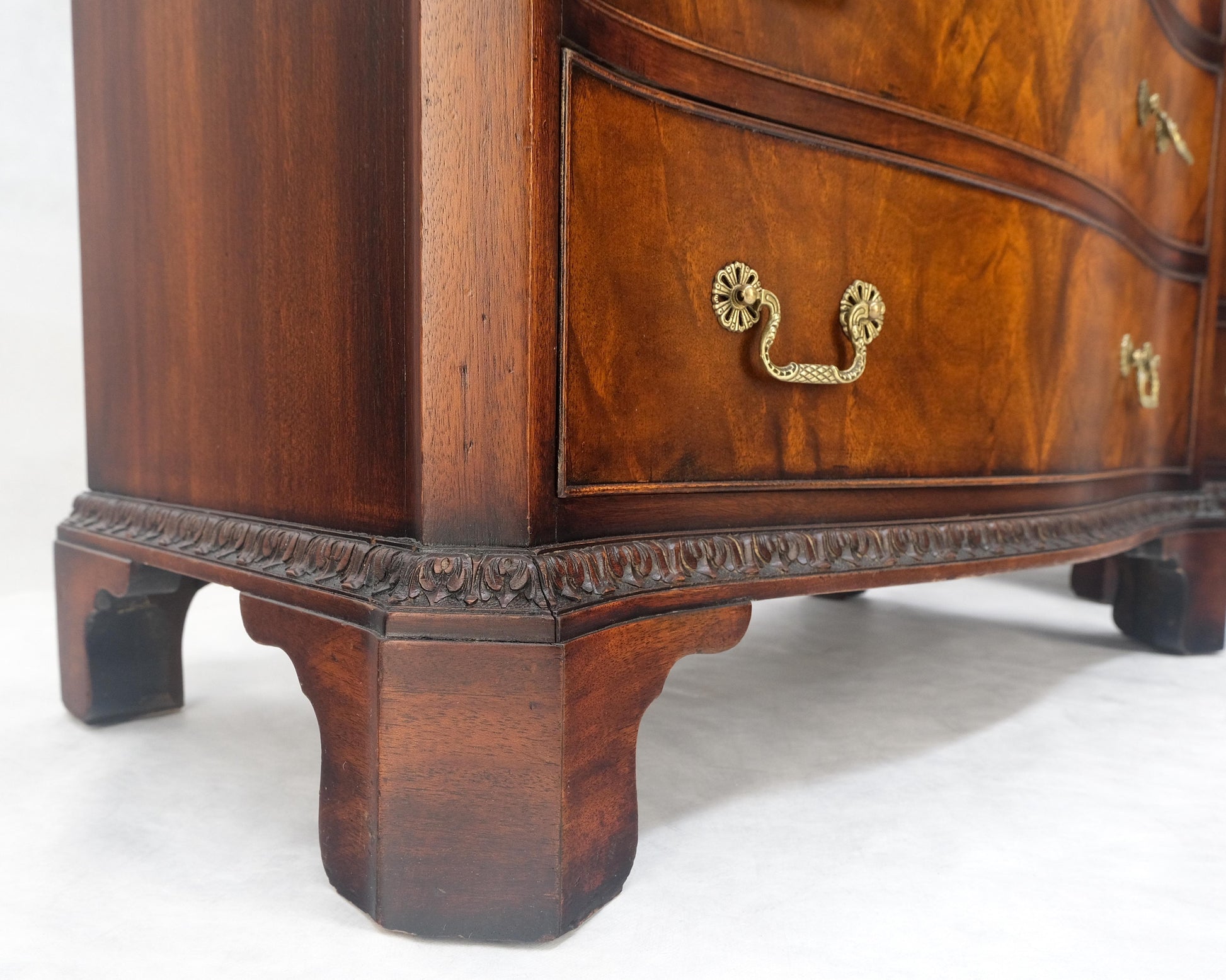EstablishedLines Pair Flame Mahogany Brass Pulls 4 Drawers Pull Out Trays Bachelor Chest Dresers