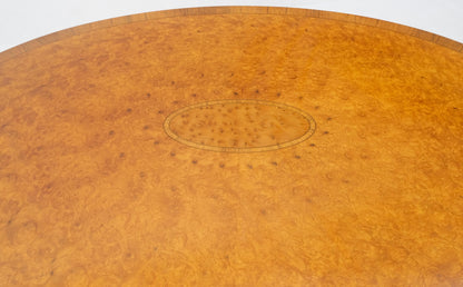 EstablishedLines Oval Light Burl Wood Banded Inlayed Federal Style Center Coffee Table MINT!