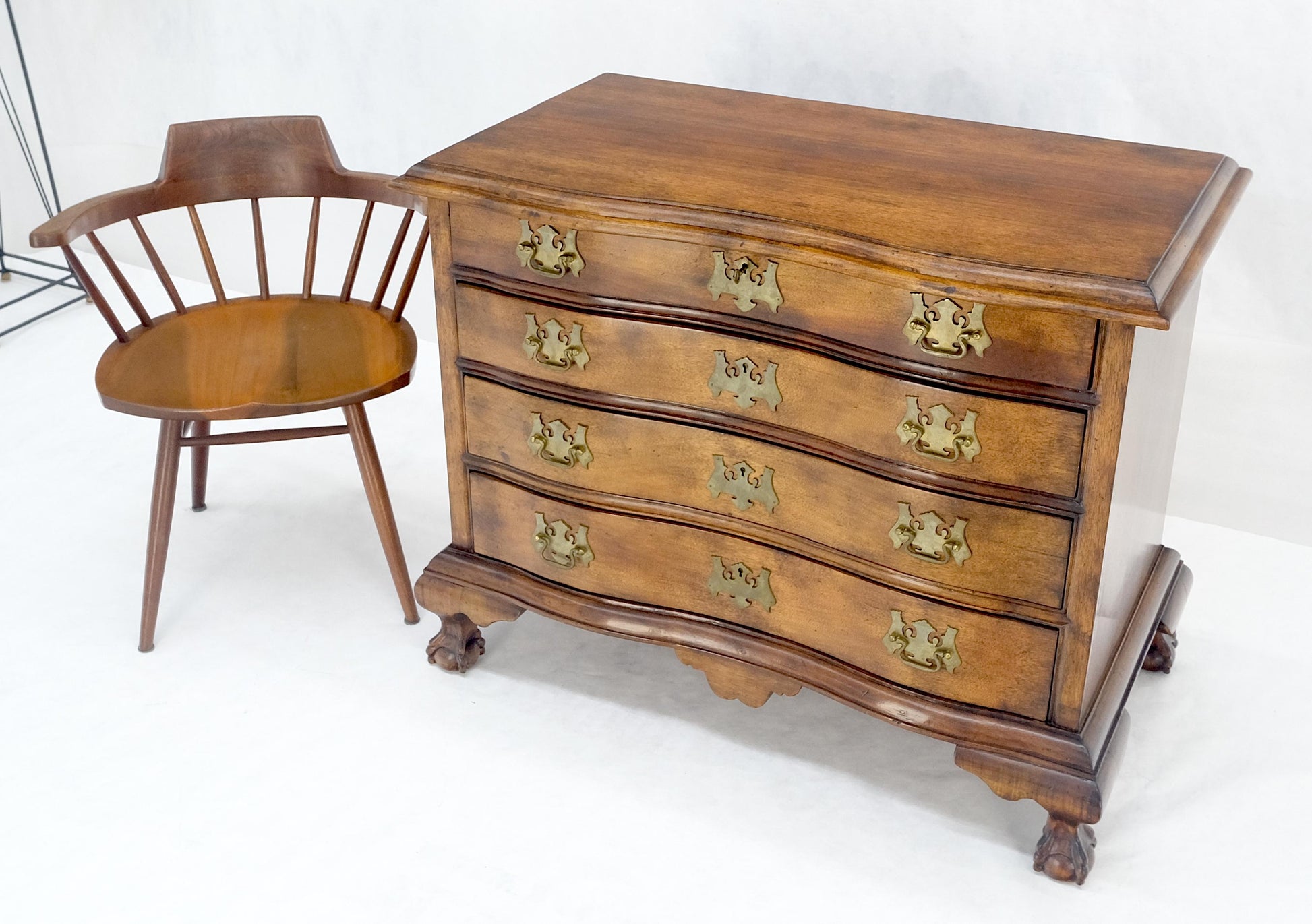 EstablishedLines Light Mahogany Ball & Claw Feet Brass Hardware 4 Drawers Bachelor Chest Dresser