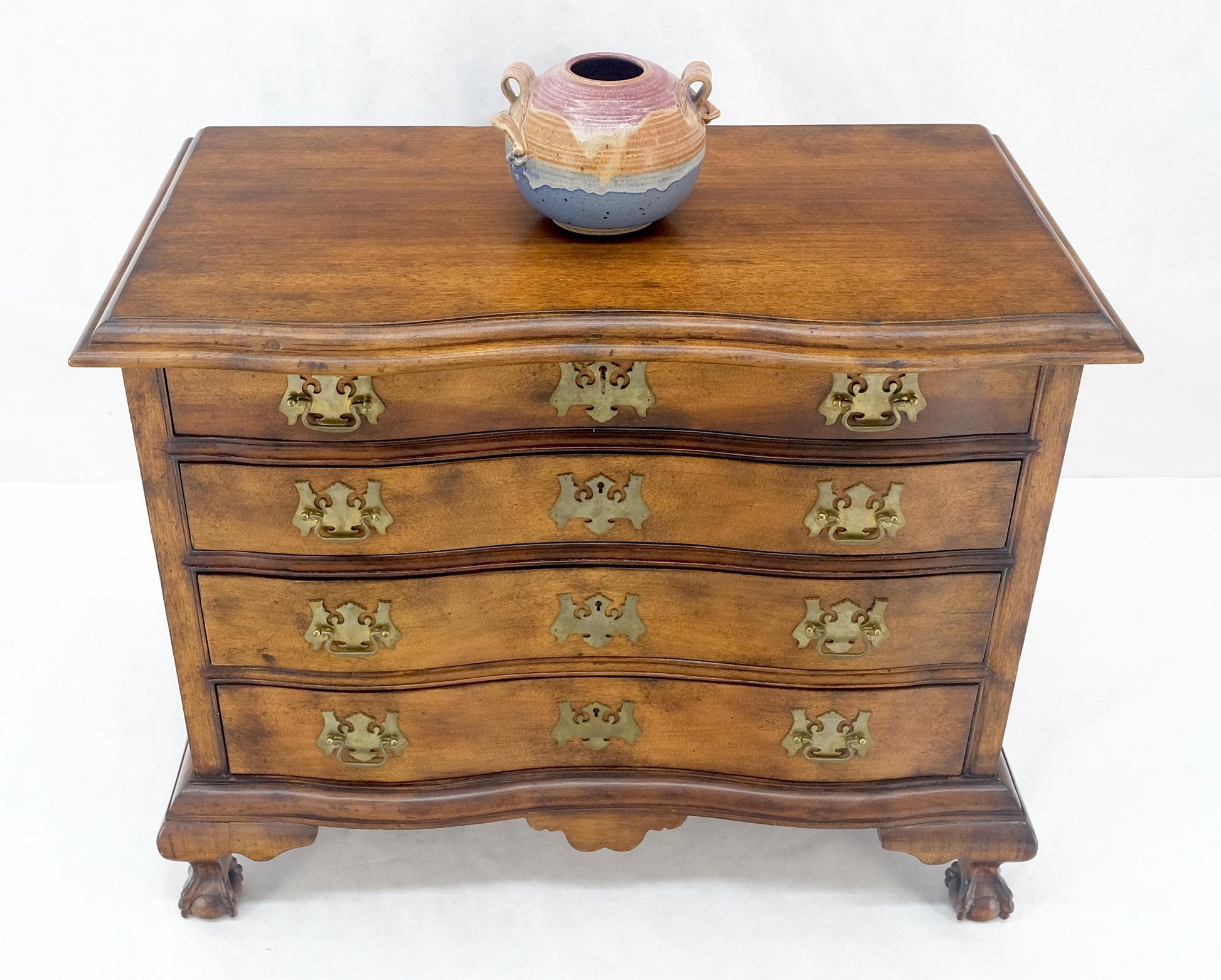 EstablishedLines Light Mahogany Ball & Claw Feet Brass Hardware 4 Drawers Bachelor Chest Dresser