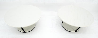 EstablishedLines Pair Mid Century Modern  Round Marble Top Large 35" Diameter Side End Tables