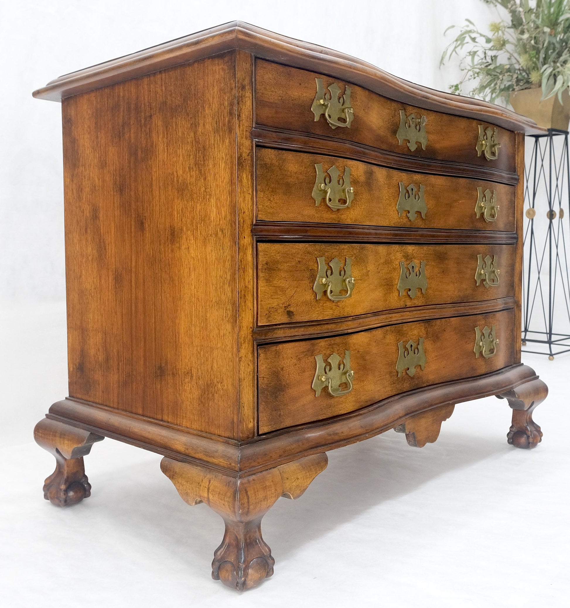 EstablishedLines Light Mahogany Ball & Claw Feet Brass Hardware 4 Drawers Bachelor Chest Dresser