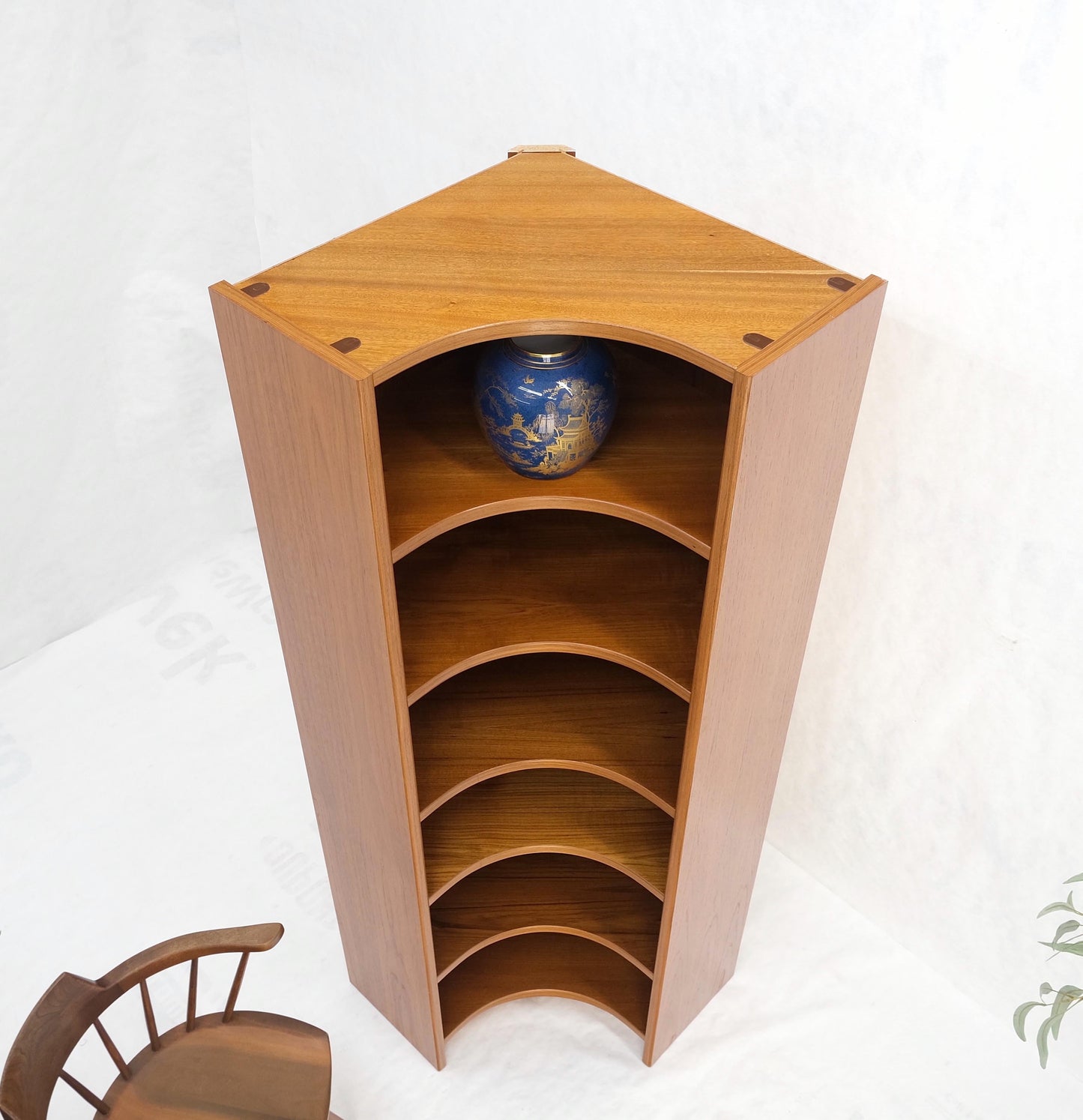 Danish Mid-Century Modern Corner Teak Bookcase Shelving Unit Etagere Mint!