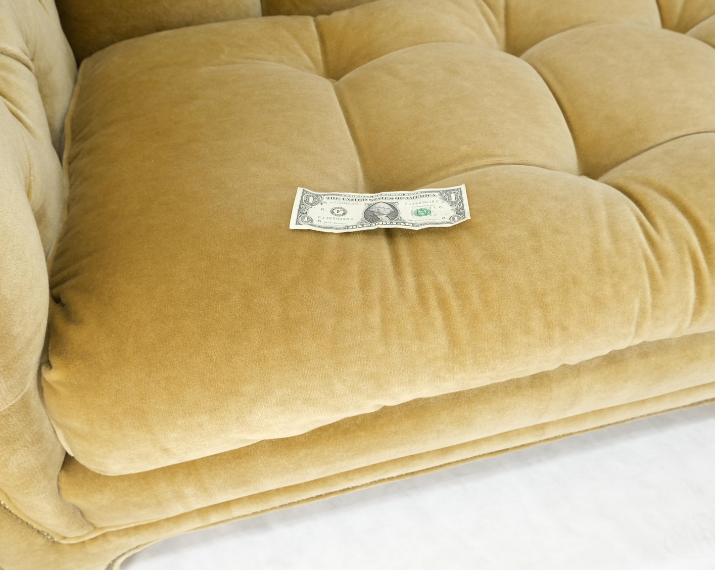 EstablishedLines Mid Century Tufted Chesterfield Gold Mohair Albert Hugo Cloud Shape Sofa MINT!