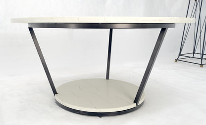 EstablishedLines Pair Mid Century Modern  Round Marble Top Large 35" Diameter Side End Tables