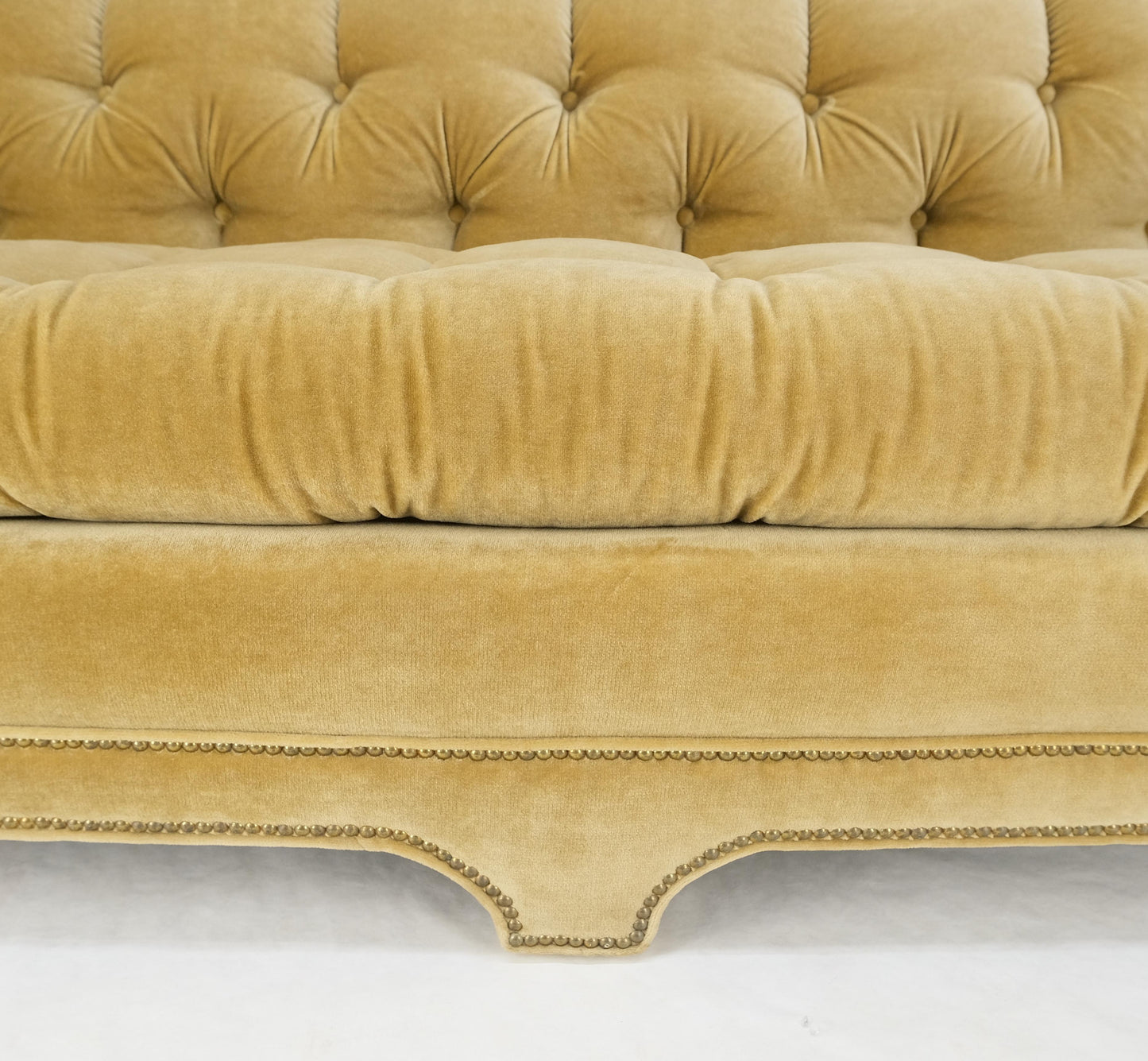 EstablishedLines Mid Century Tufted Chesterfield Gold Mohair Albert Hugo Cloud Shape Sofa MINT!