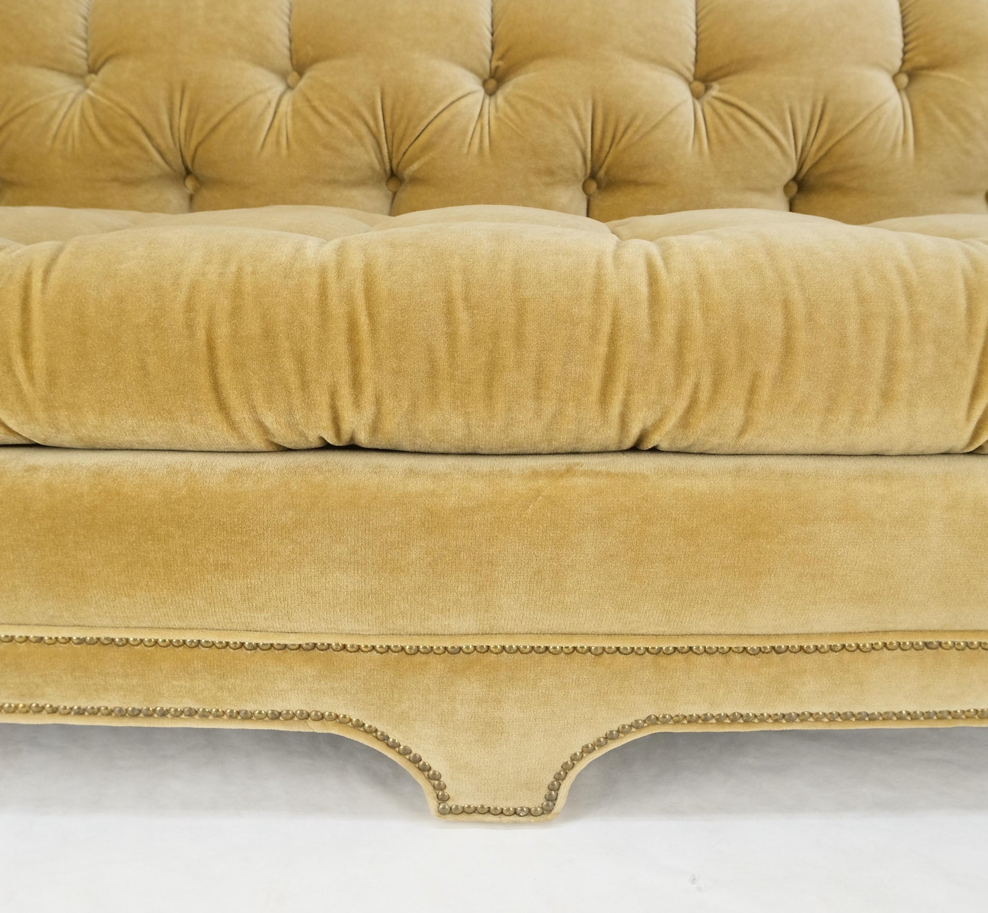 EstablishedLines Mid Century Tufted Chesterfield Gold Mohair Albert Hugo Cloud Shape Sofa MINT!
