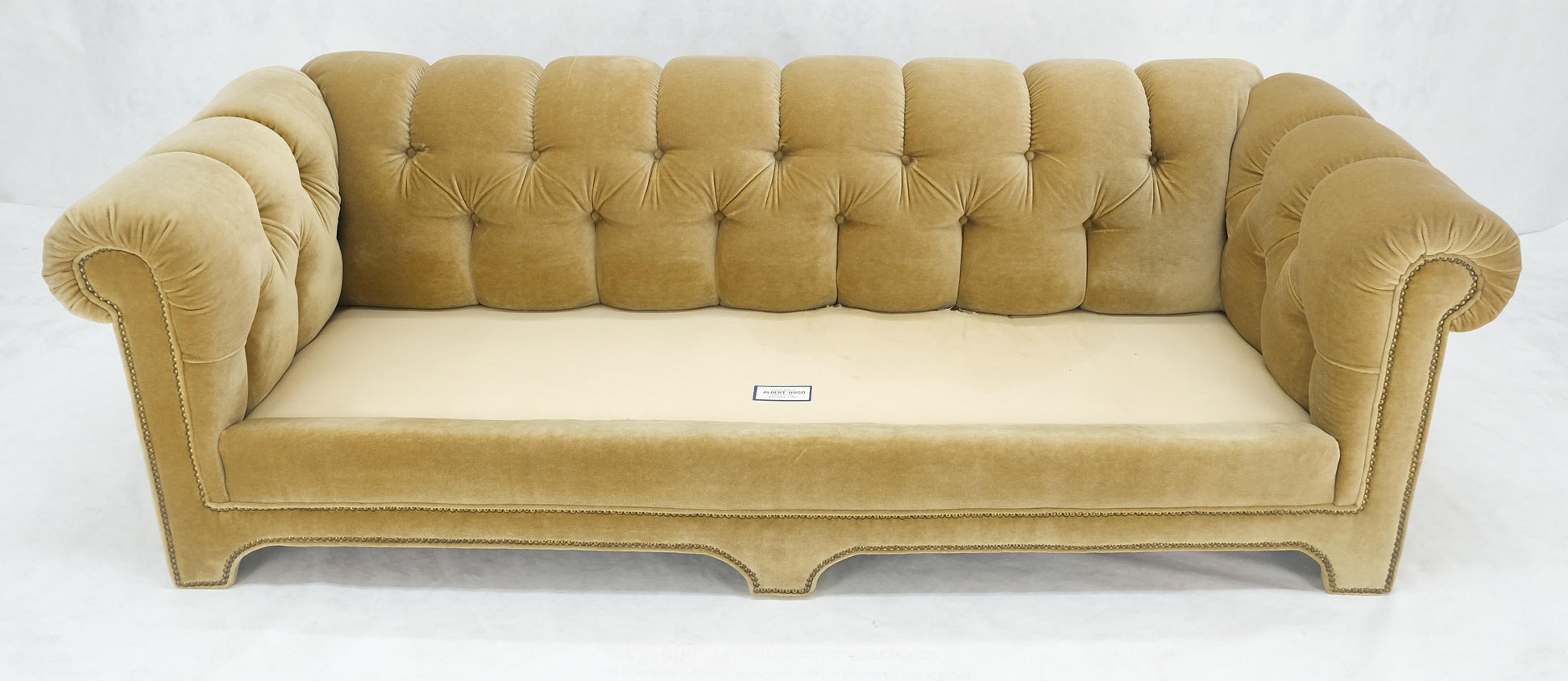 EstablishedLines Mid Century Tufted Chesterfield Gold Mohair Albert Hugo Cloud Shape Sofa MINT!