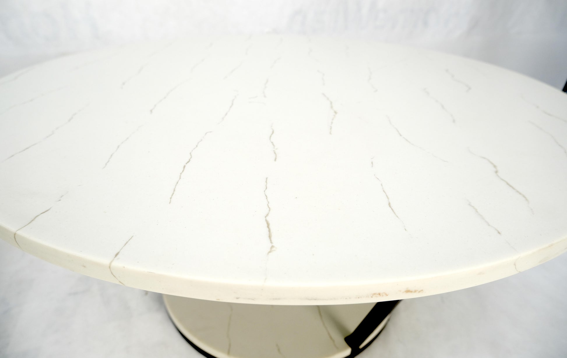 EstablishedLines Pair Mid Century Modern  Round Marble Top Large 35" Diameter Side End Tables