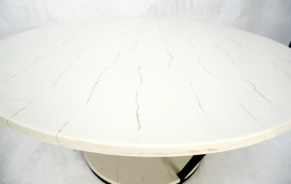 EstablishedLines Pair Mid Century Modern  Round Marble Top Large 35" Diameter Side End Tables