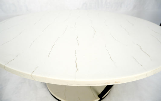 EstablishedLines Pair Mid Century Modern  Round Marble Top Large 35" Diameter Side End Tables