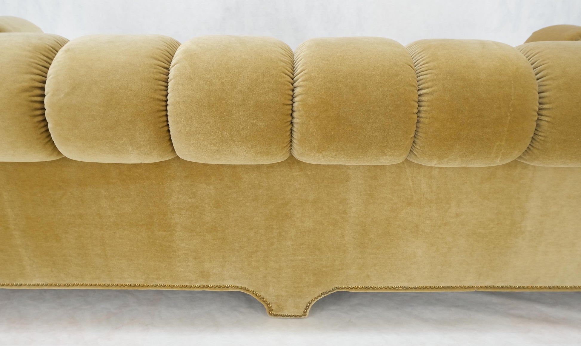 EstablishedLines Mid Century Tufted Chesterfield Gold Mohair Albert Hugo Cloud Shape Sofa MINT!