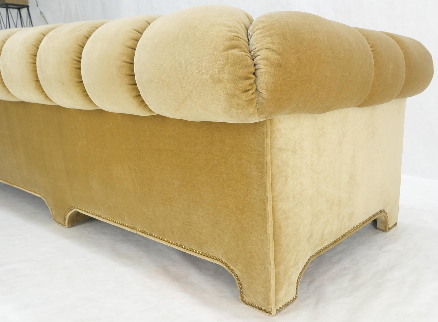 EstablishedLines Mid Century Tufted Chesterfield Gold Mohair Albert Hugo Cloud Shape Sofa MINT!