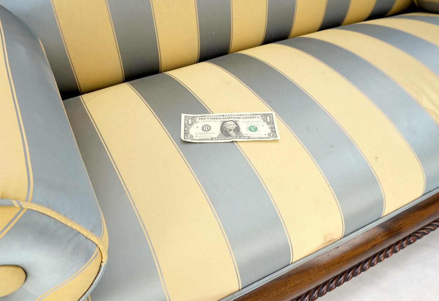 EstablishedLines Mint Condition Empire Sofa Sette Loveseat Couch Fine Carved Details Lions Feet