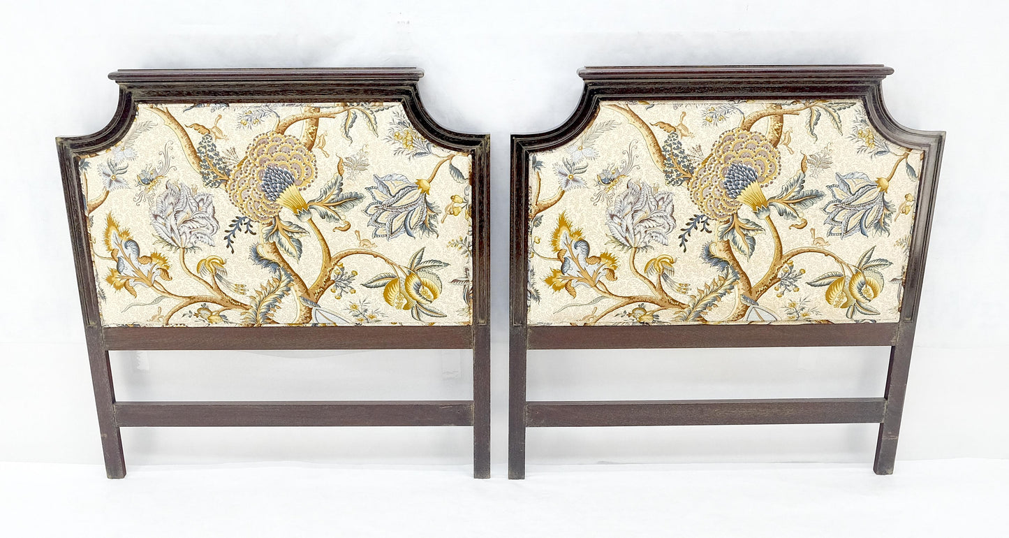 EstablishedLines Pair of Very Fine Cerused Mahogany New Upholstery Twin Size Headboards Beds MINT