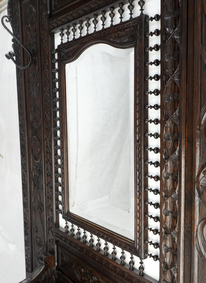 EstablishedLines Fine Carved Oak Lift Top Bench Pier Mirror Umbrella Stand Coat Hall Rack MINT!