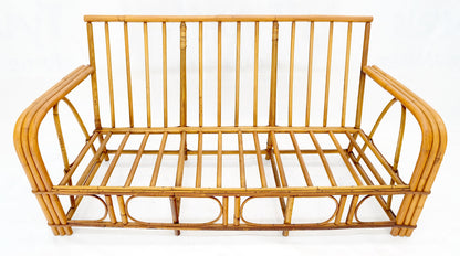 EstablishedLines New Linen Upholstery Three Seater Sofa Bamboo Sofa & Pair of Club Chairs MINT!