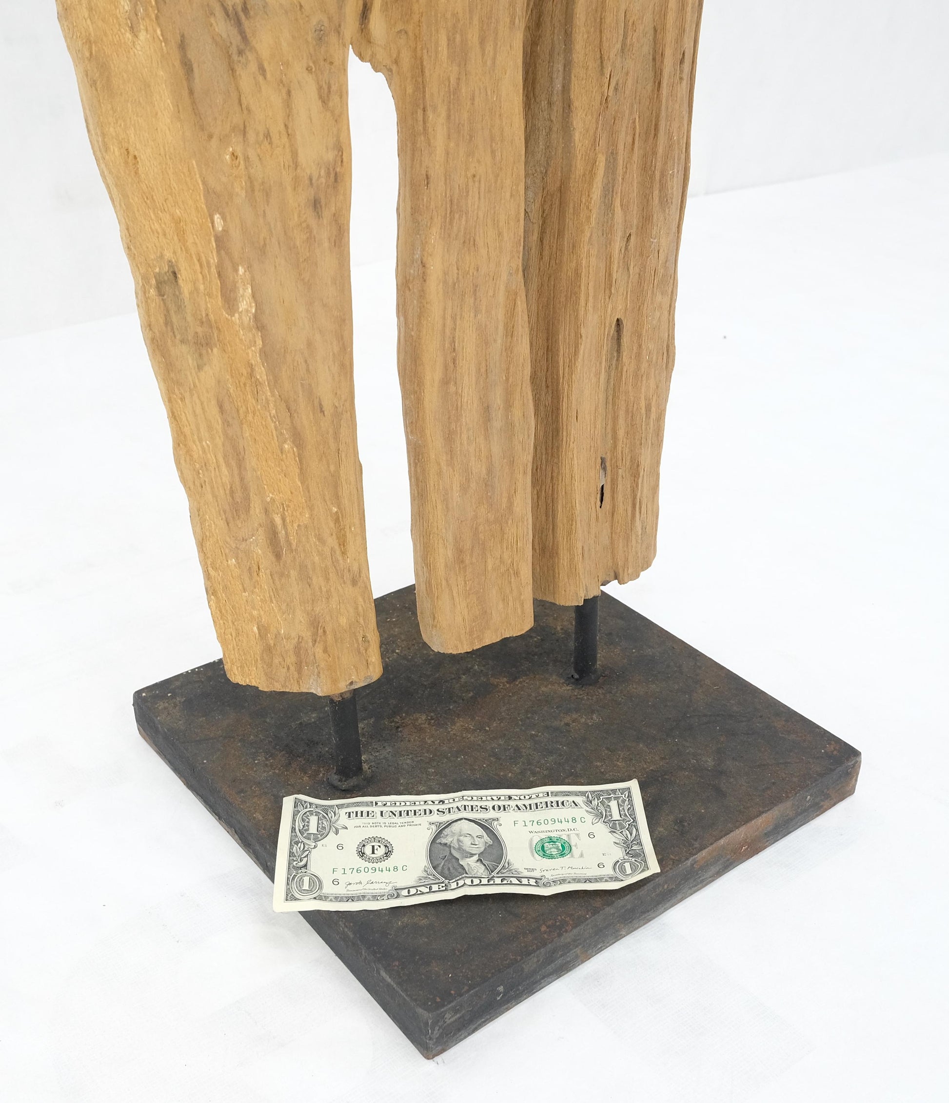 EstablishedLines Mid Century Modern Light Wood 73" Tall  Narrow Driftwood Sculpture on Steel Base