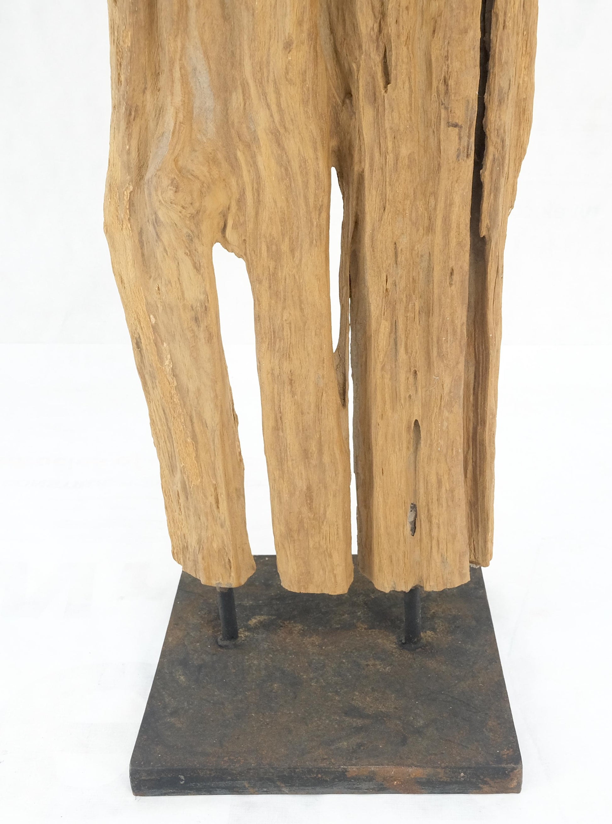 EstablishedLines Mid Century Modern Light Wood 73" Tall  Narrow Driftwood Sculpture on Steel Base