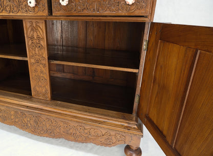 Solid Carved Teak Antique Two Part Cupboard Cabinet with Unique Feature Mint!