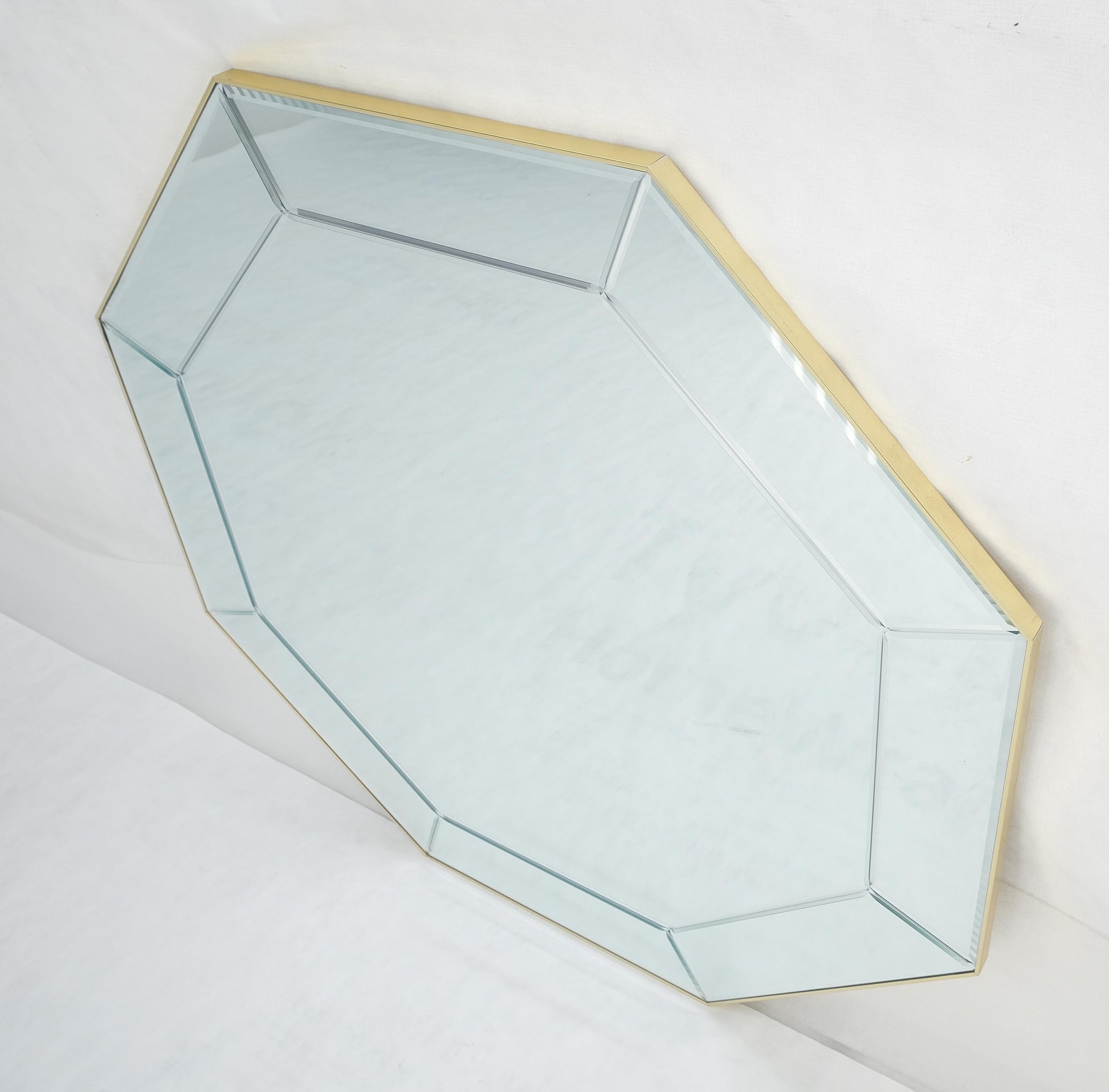 EstablishedLines Mid Century c1970s 40" Octagon Shape Beveled Studio Made Wall Mirror MINT