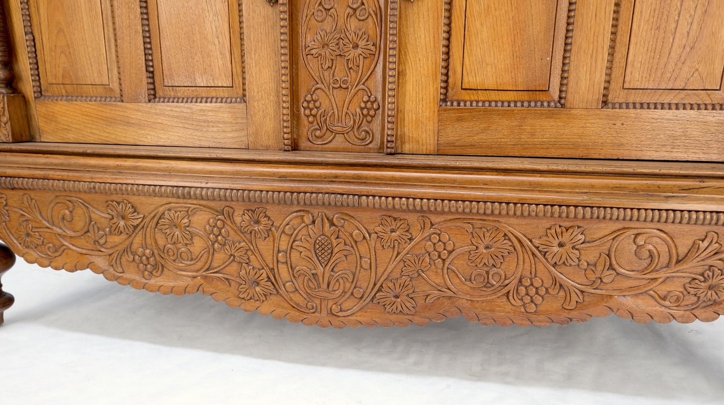 Solid Carved Teak Antique Two Part Cupboard Cabinet with Unique Feature Mint!