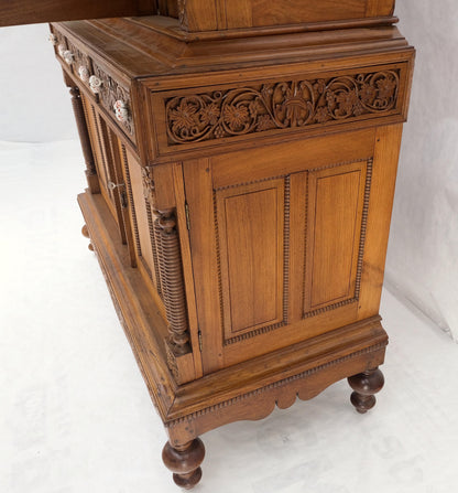 Solid Carved Teak Antique Two Part Cupboard Cabinet with Unique Feature Mint!