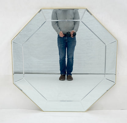 EstablishedLines Mid Century c1970s 40" Octagon Shape Beveled Studio Made Wall Mirror MINT
