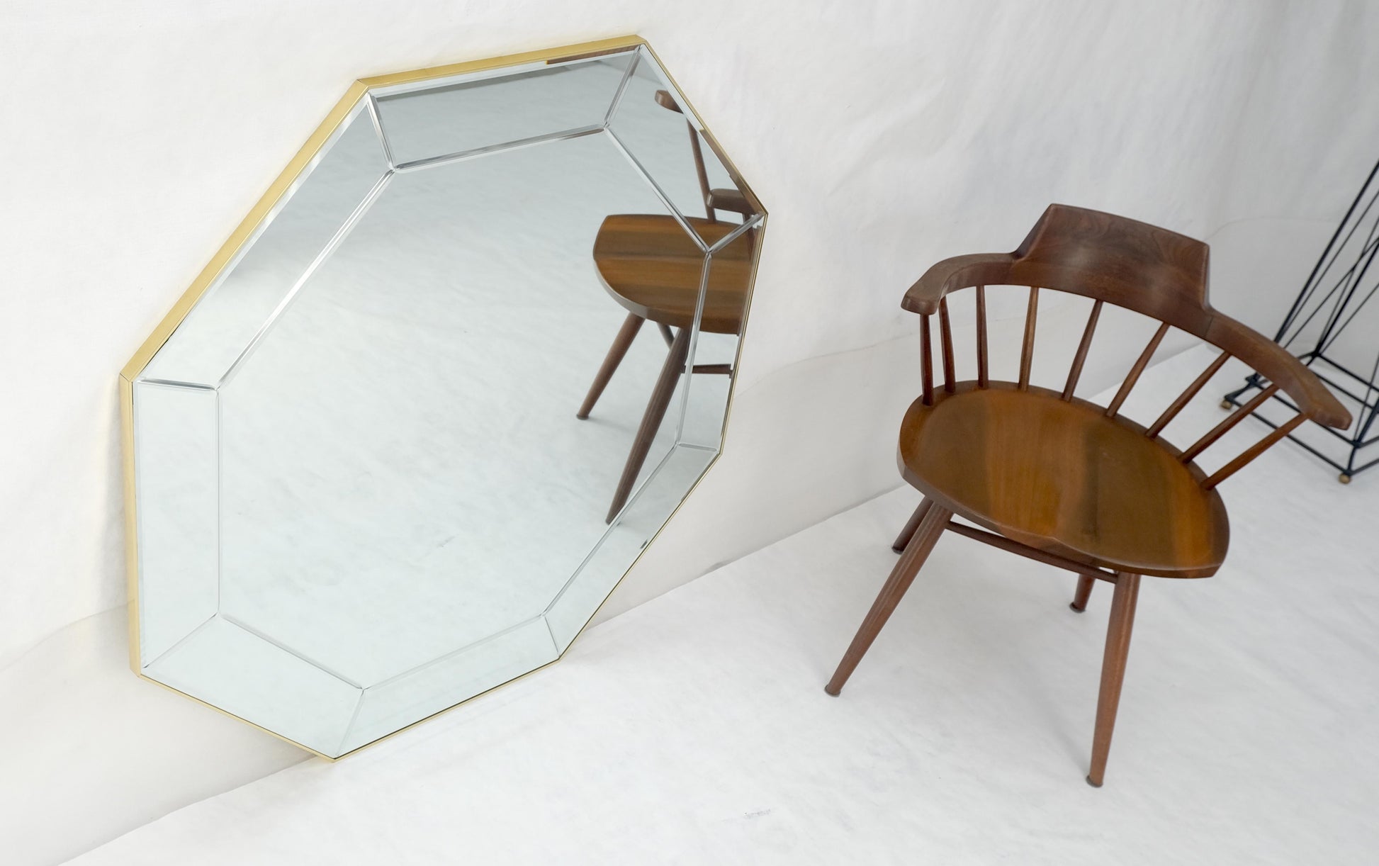 EstablishedLines Mid Century c1970s 40" Octagon Shape Beveled Studio Made Wall Mirror MINT