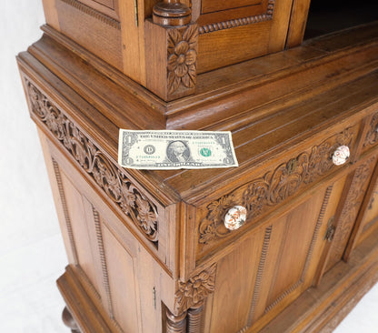 Solid Carved Teak Antique Two Part Cupboard Cabinet with Unique Feature Mint!