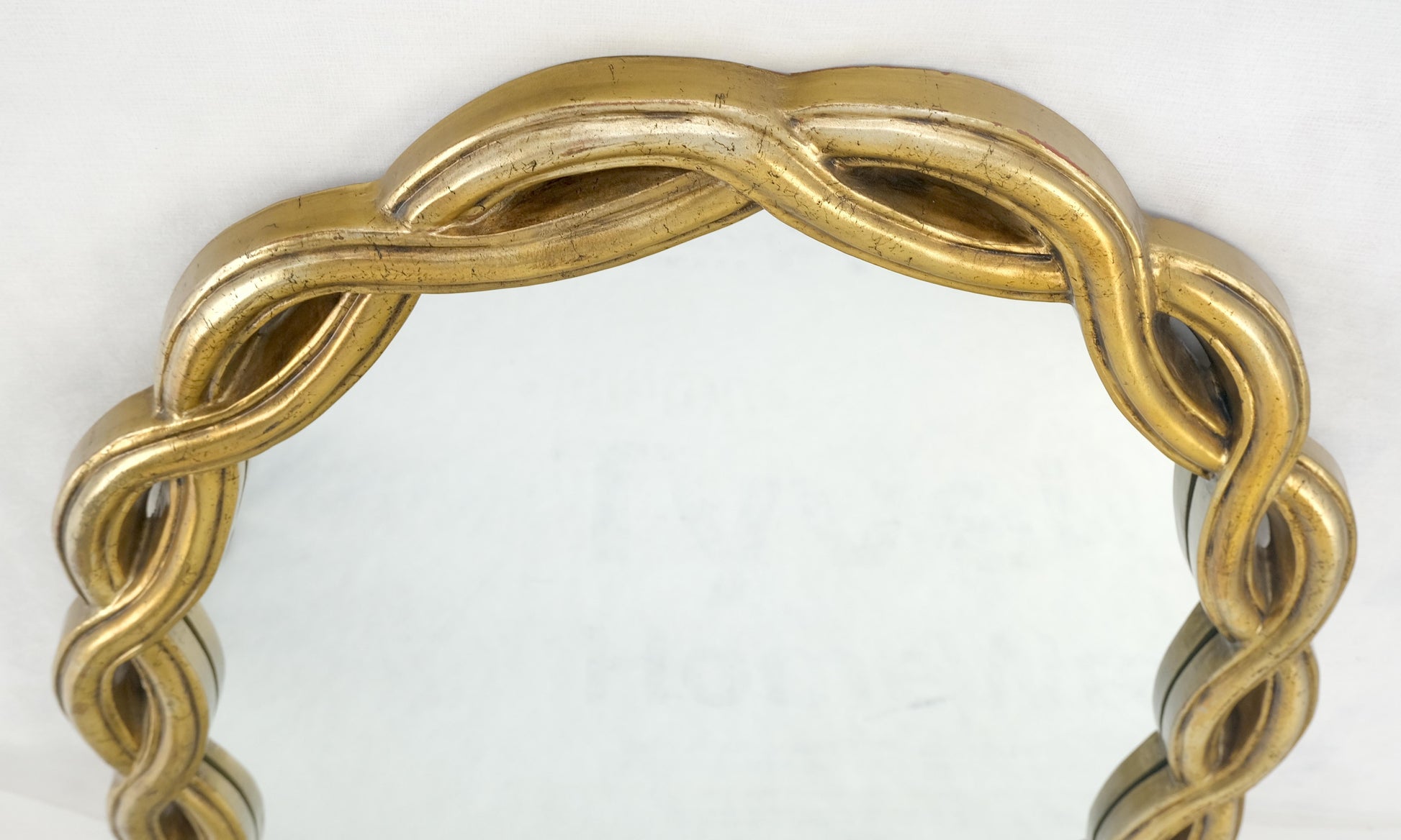 EstablishedLines Oval Gold Leaf Gilt Pie Crust Style Frame Wall Mirror Mid Century Modern MINT