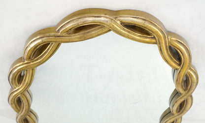 EstablishedLines Oval Gold Leaf Gilt Pie Crust Style Frame Wall Mirror Mid Century Modern MINT
